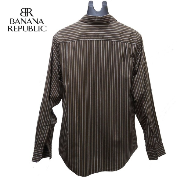 BANANA REPUBLIC Men's Brown White Yellow Pinstripe - Picture 2 of 3